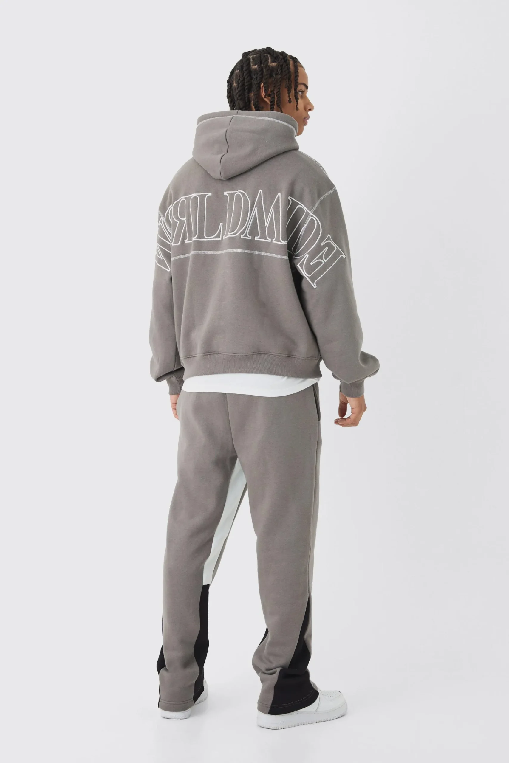boohooMAN Oversized Worldwide Contrast Stitch Gusset Tracksuit | UK| Tracksuits