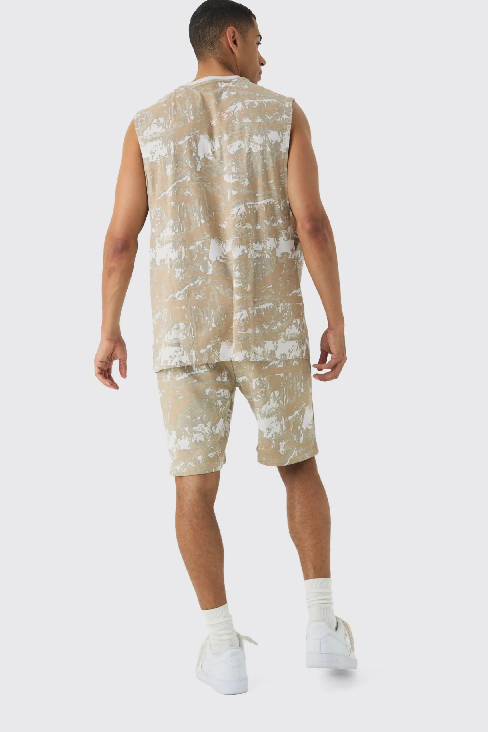 Oversized Worldwide Forest Tank & Short Set | UK^boohooMAN Online