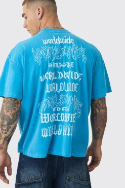 Oversized Worldwide Gothic Print T-shirt | UK^boohooMAN Discount