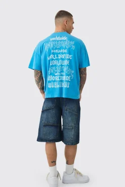 Oversized Worldwide Gothic Print T-shirt | UK^boohooMAN Discount