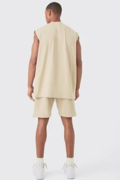 Oversized Worldwide Large Puff Print Tank & Shorts Set | UK^boohooMAN Online