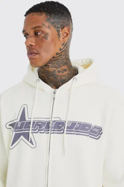 boohooMAN Oversized Worldwide Star Zip Through Hoodie | UK| Hoodies & Sweatshirts
