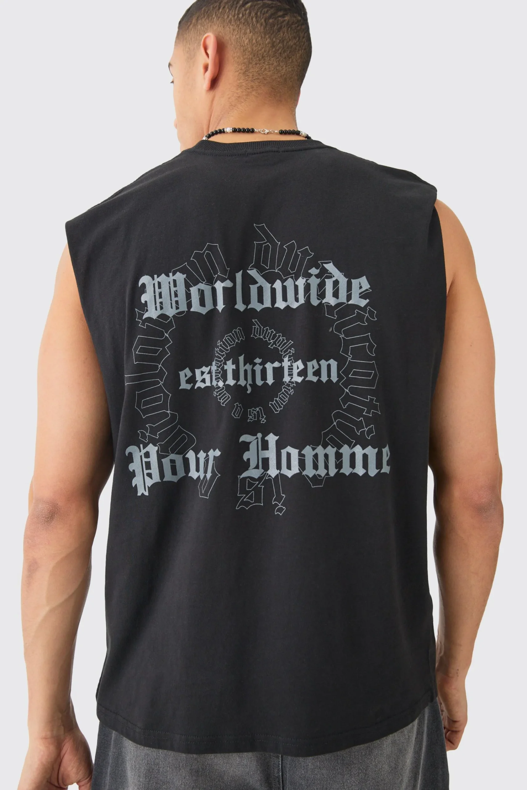 Oversized Worldwide Text Tank | UK^boohooMAN Clearance