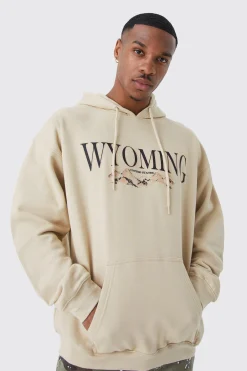 boohooMAN Oversized Wyoming Mountain Graphic Hoodie | UK| Hoodies & Sweatshirts