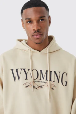 boohooMAN Oversized Wyoming Mountain Graphic Hoodie | UK| Hoodies & Sweatshirts