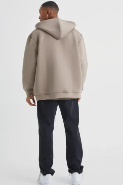 boohooMAN Oversized Zip Through Bonded Scuba Hoodie | UK| Hoodies & Sweatshirts