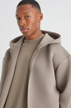 boohooMAN Oversized Zip Through Bonded Scuba Hoodie | UK| Hoodies & Sweatshirts