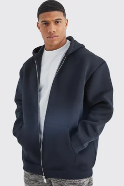 boohooMAN Oversized Zip Through Bonded Scuba Hoodie | UK| Hoodies & Sweatshirts