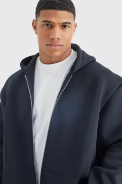 boohooMAN Oversized Zip Through Bonded Scuba Hoodie | UK| Hoodies & Sweatshirts