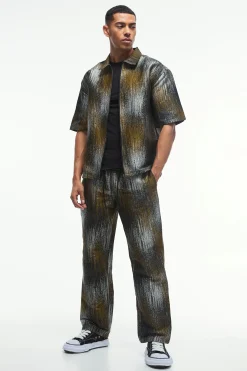 boohooMAN Oversized Zip Through Jacquard & Trouser Set | UK| Sets & Co-Ords