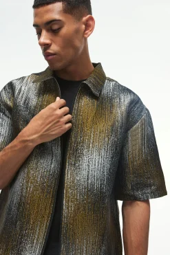 boohooMAN Oversized Zip Through Jacquard & Trouser Set | UK| Sets & Co-Ords