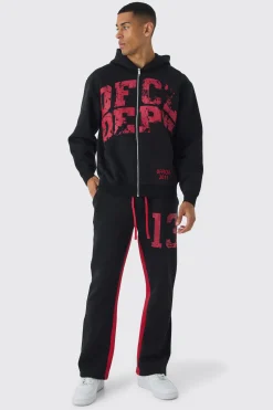 boohooMAN Oversized Zip Through OFCL Gusset Hooded Tracksuit | UK| Tracksuits