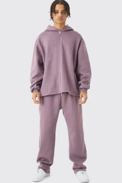 boohooMAN Oversized Zip Through Open Hem Applique Tracksuit | UK| Tracksuits