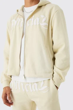 boohooMAN Oversized Zip Through Washed Puff Print Tracksuit | UK| Tracksuits