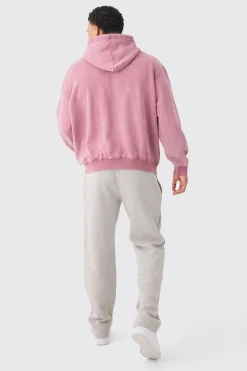 boohooMAN Oversized Zip Thru Funnel Neck Acid Wash Applique Hoodie | UK| Hoodies & Sweatshirts