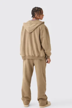 boohooMAN Oversized Zip Thru Funnel Neck Acid Wash Applique Hoodie | UK| Hoodies & Sweatshirts