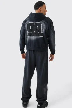 boohooMAN Oversized Zip Thru Heavy Washed Applique Hoodie | UK| Hoodies & Sweatshirts