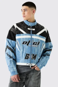 boohooMAN Padded Moto Denim Jacket | UK| Coats & Jackets