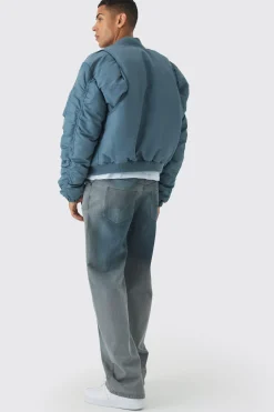 boohooMAN Padded Nylon Panelled Bomber Jacket In | UK| Coats & Jackets