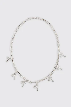 boohooMAN Palm Tree Charm Necklace | UK| Jewellery & Watches