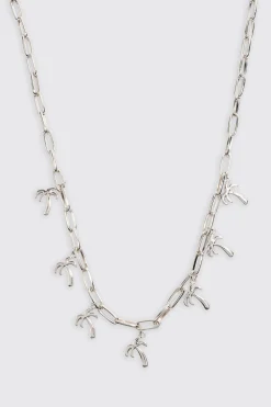 boohooMAN Palm Tree Charm Necklace | UK| Jewellery & Watches