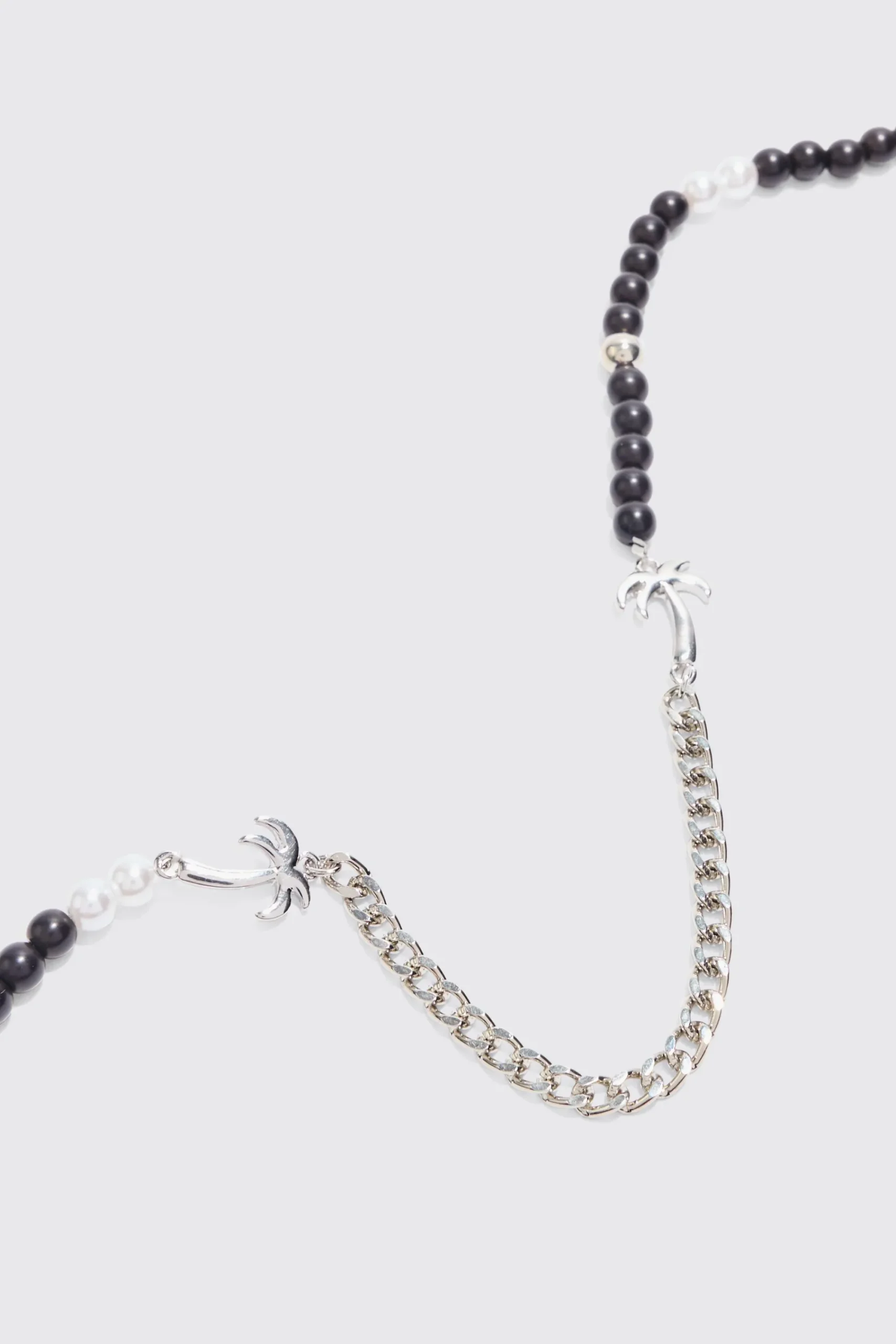 boohooMAN Palm Tree Charm Pearl Chain Necklace | UK| Jewellery & Watches