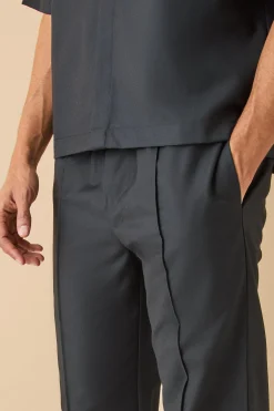 boohooMAN Paper Bag Waist Tapered Crop Pu Trouser | UK| Trousers