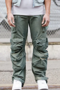 boohooMAN Parachute Multi Pocket Fixed Waist Trouser | UK| Trousers