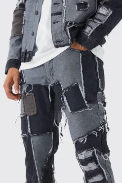 boohooMAN Patchwork Denim Jacket And Jeans Set | UK| Sets & Co-Ords