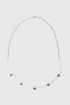 boohooMAN Pearl And Gem Necklace | UK| Jewellery & Watches
