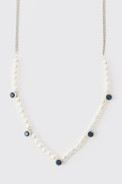 boohooMAN Pearl And Gem Necklace | UK| Jewellery & Watches