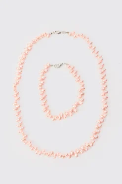 boohooMAN Pearl Bead Necklace & Bracelet Set In | UK| Jewellery & Watches