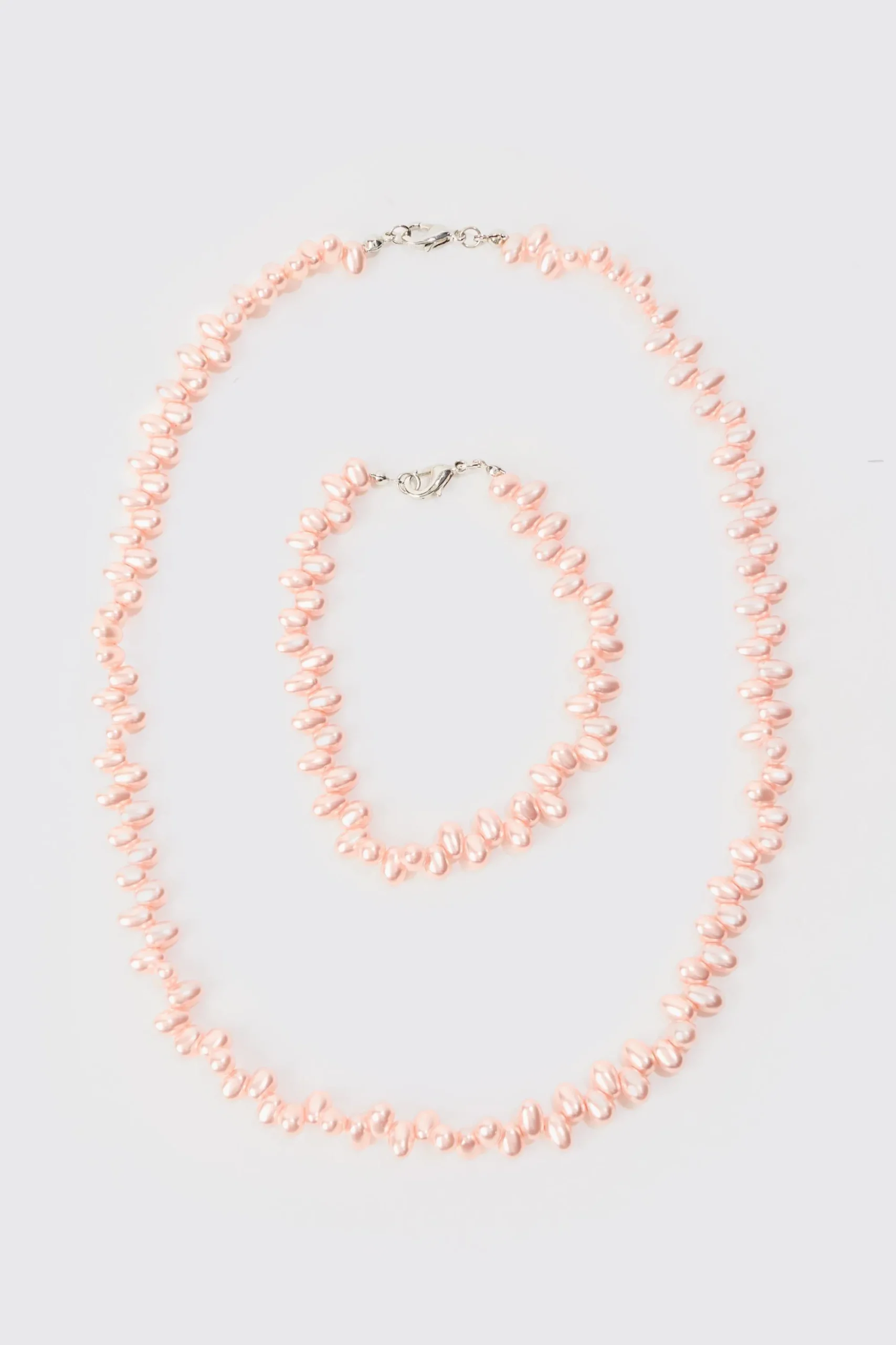 boohooMAN Pearl Bead Necklace & Bracelet Set In | UK| Jewellery & Watches