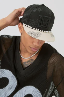 boohooMAN Pearl Embellishment Snapback In | UK| Hats & Caps