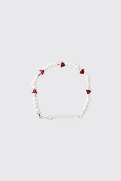 boohooMAN Pearl Mushroom Pendant Bracelet | UK| Jewellery & Watches