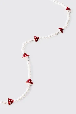boohooMAN Pearl Mushroom Pendant Necklace | UK| Jewellery & Watches