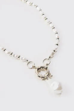 boohooMAN Pearl Pendant Necklace In | UK| Jewellery & Watches