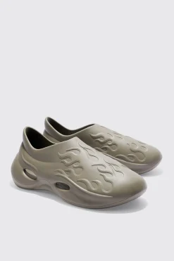 boohooMAN Perforated Flame Moulded Mule | UK| Sliders & Slippers