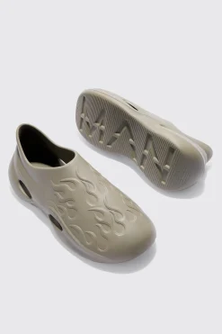 boohooMAN Perforated Flame Moulded Mule | UK| Sliders & Slippers