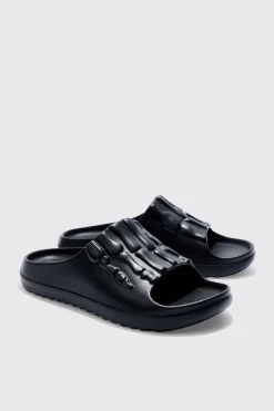 boohooMAN Perforated Skeleton Moulded Slider | UK| Sliders & Slippers