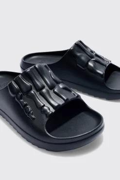 boohooMAN Perforated Skeleton Moulded Slider | UK| Sliders & Slippers