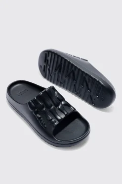 boohooMAN Perforated Skeleton Moulded Slider | UK| Sliders & Slippers