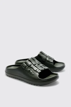 boohooMAN Perforated Skeleton Moulded Slider | UK| Sliders & Slippers