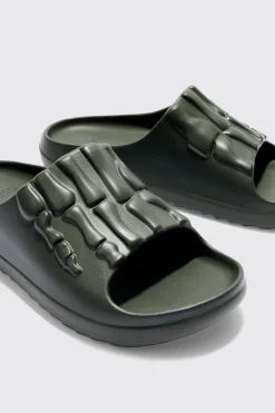 boohooMAN Perforated Skeleton Moulded Slider | UK| Sliders & Slippers