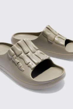 boohooMAN Perforated Skeleton Moulded Slider | UK| Sliders & Slippers