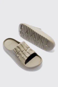 boohooMAN Perforated Skeleton Moulded Slider | UK| Sliders & Slippers