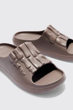 boohooMAN Perforated Skeleton Moulded Slider | UK| Sliders & Slippers