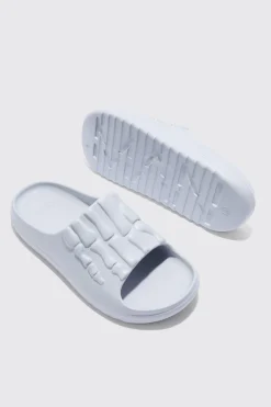 boohooMAN Perforated Skeleton Moulded Slider | UK| Sliders & Slippers