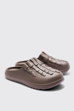 boohooMAN Perforated Skeleton Moulded Mule | UK| Sliders & Slippers