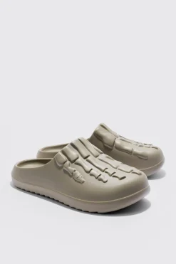 boohooMAN Perforated Skeleton Moulded Mule | UK| Sliders & Slippers